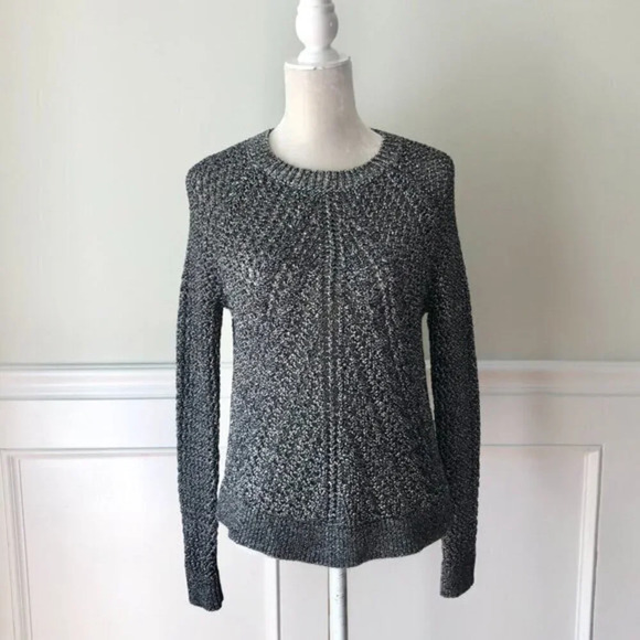 Lucky Brand Gray Silver Metallic Crew Neck Sweater M - Picture 1 of 5